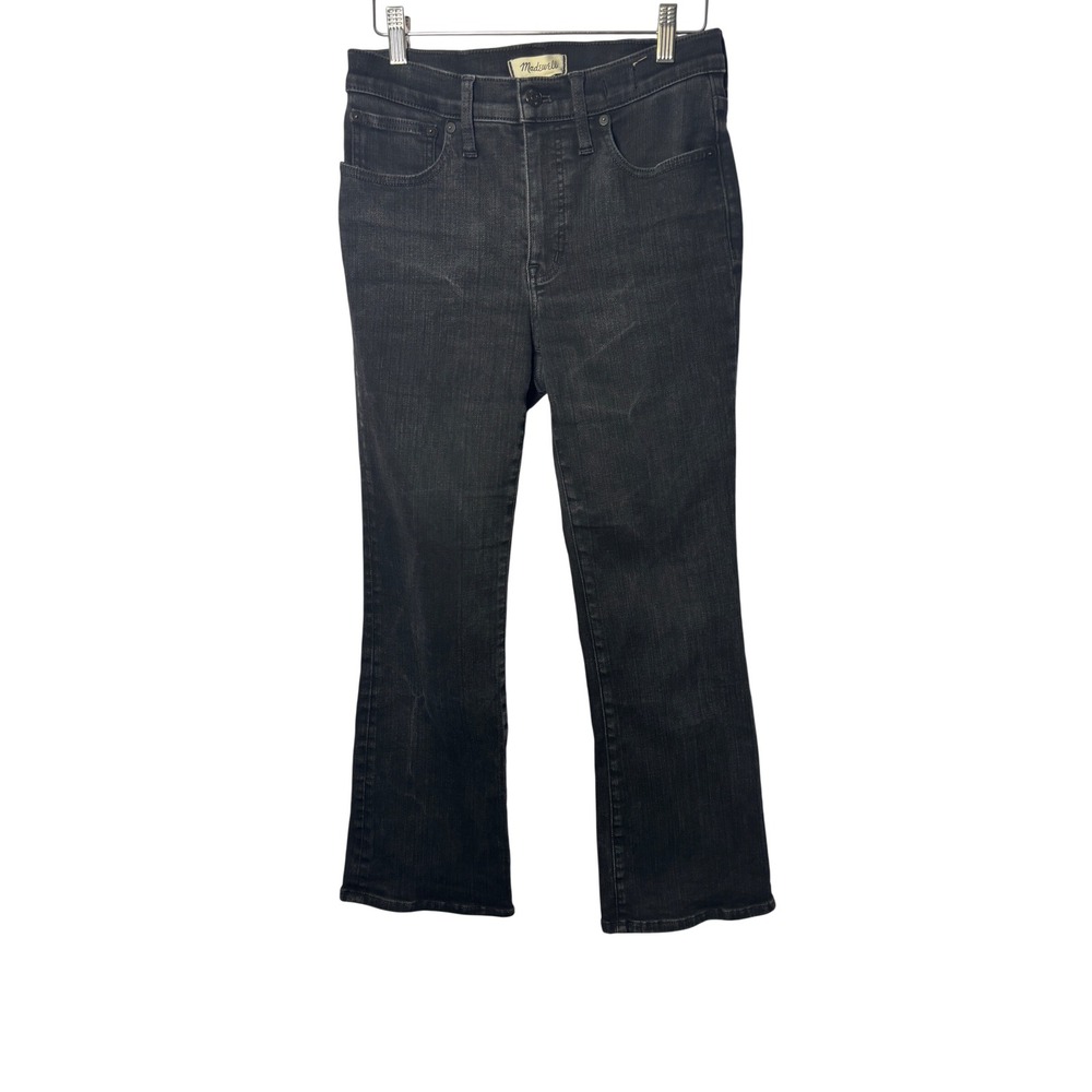 Madewell Womens Mid-Rise Kick Out Jeans 28 Black DM7541 Cropped Flare Minimalist
